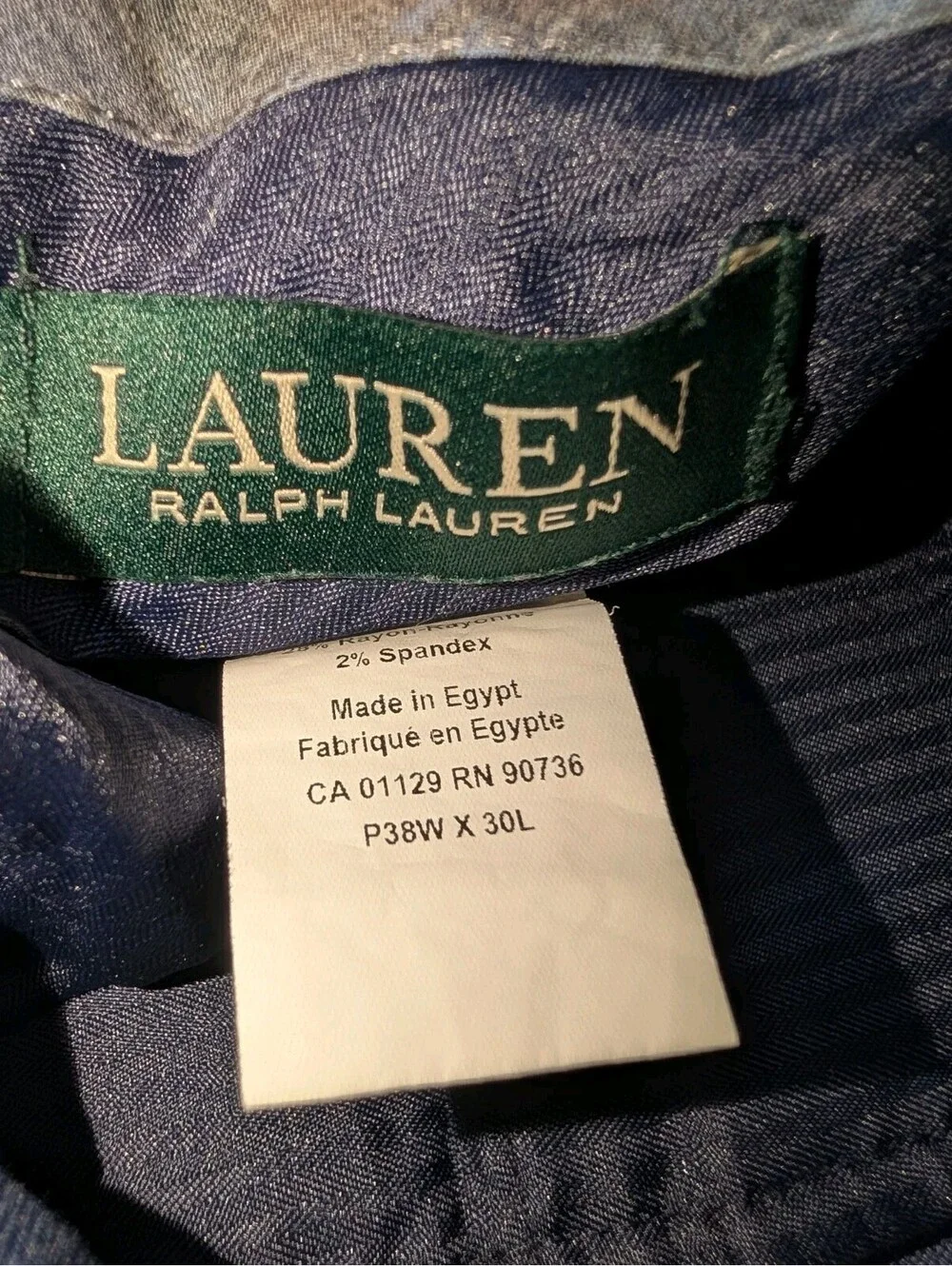 Lauren Ralph Lauren Dress Pants Slacks Navy Blue Windowpane 38x30